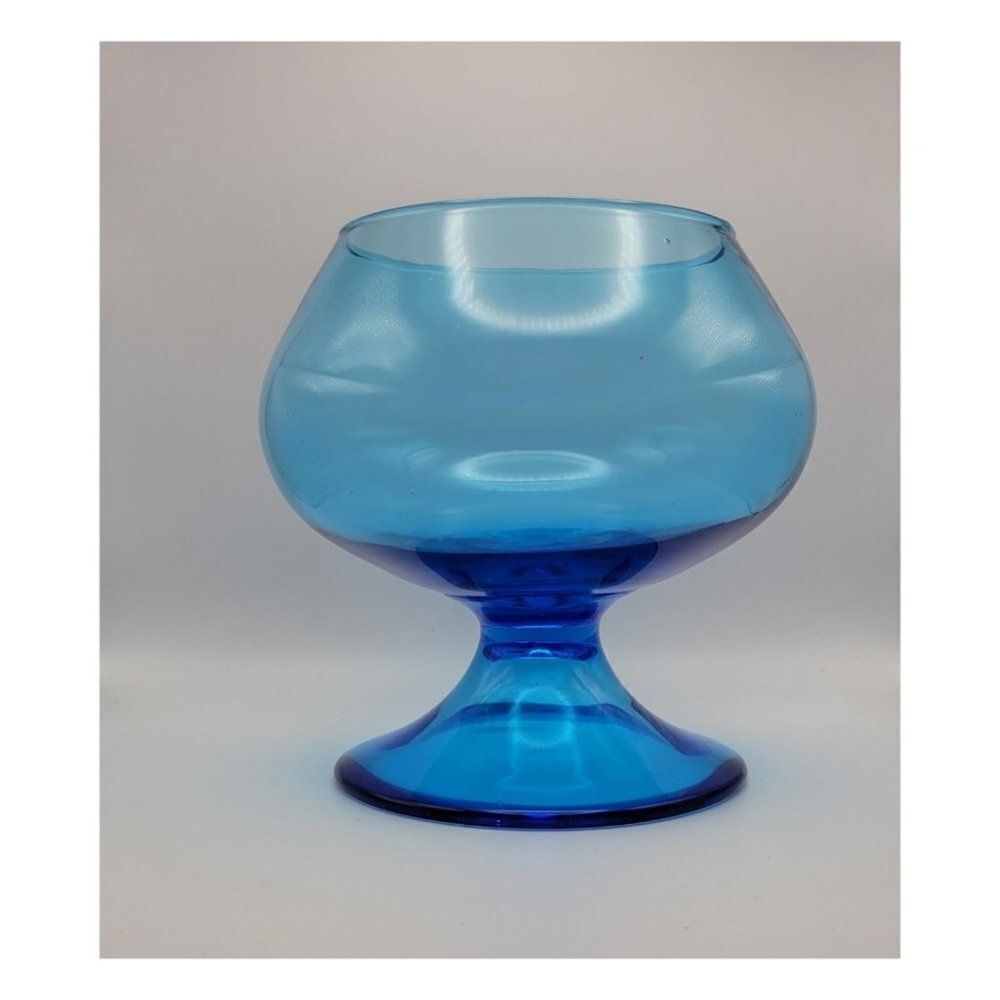 Vintage 1960's Blue Pedestal Compote Dish
